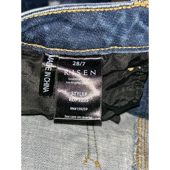 Risen Skinny Jeans Juniors Size 7/28 Distressed Medium Wash - Picture 7 of 7
